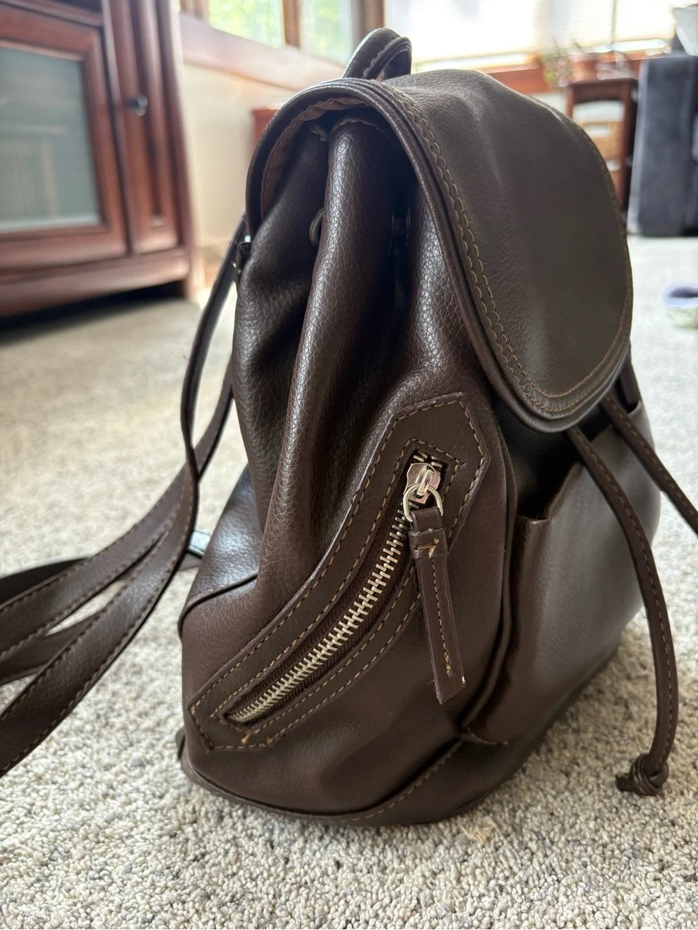 Vintage Nine West Classic Women's Brown Leather Backpack